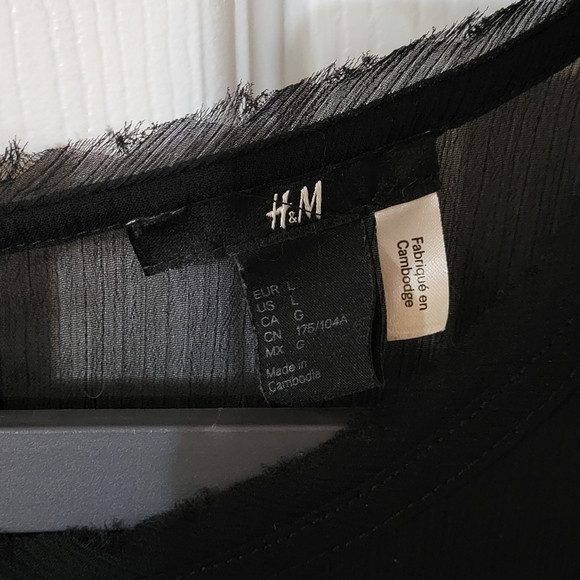 Black shirt with chiffon panel across top and arms - Picture 2 of 9